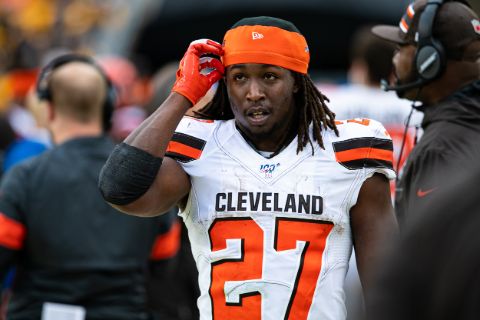 Kareem Hunt in his Cleveland Browns jersey.
